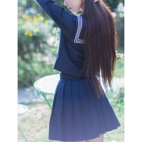 Navy Autumn long sleeves Japanese Korean school uniforms student performance girl cute sailor tops skirt full set cosplay costume outfits